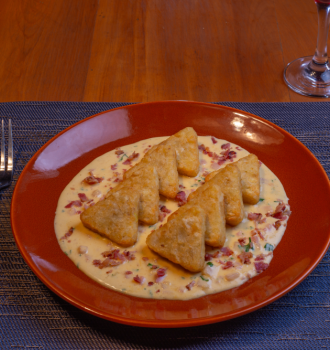 Mini Hash Brown Bem Brasil &agrave; carbonara